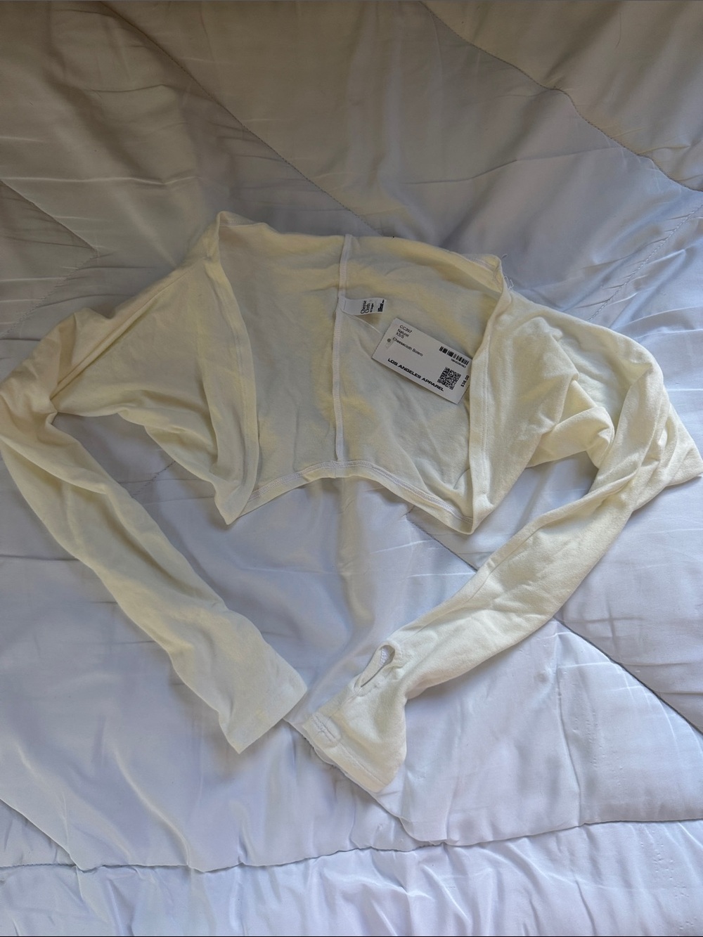 NWT! Los Angeles Apparel Cream Cropped Shrug Bolero